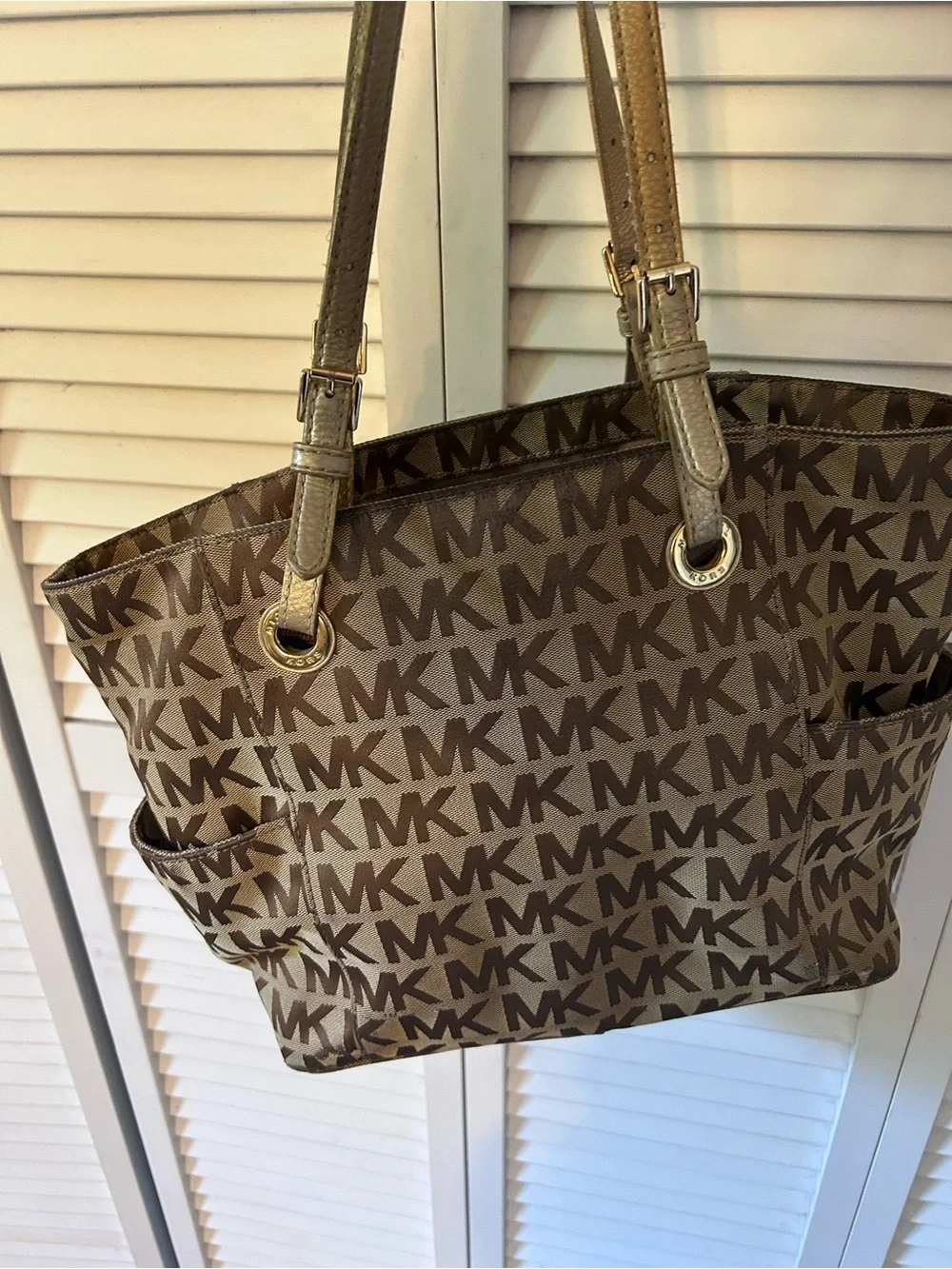 Michael Kors Brown MK Signature Shoulder Tote